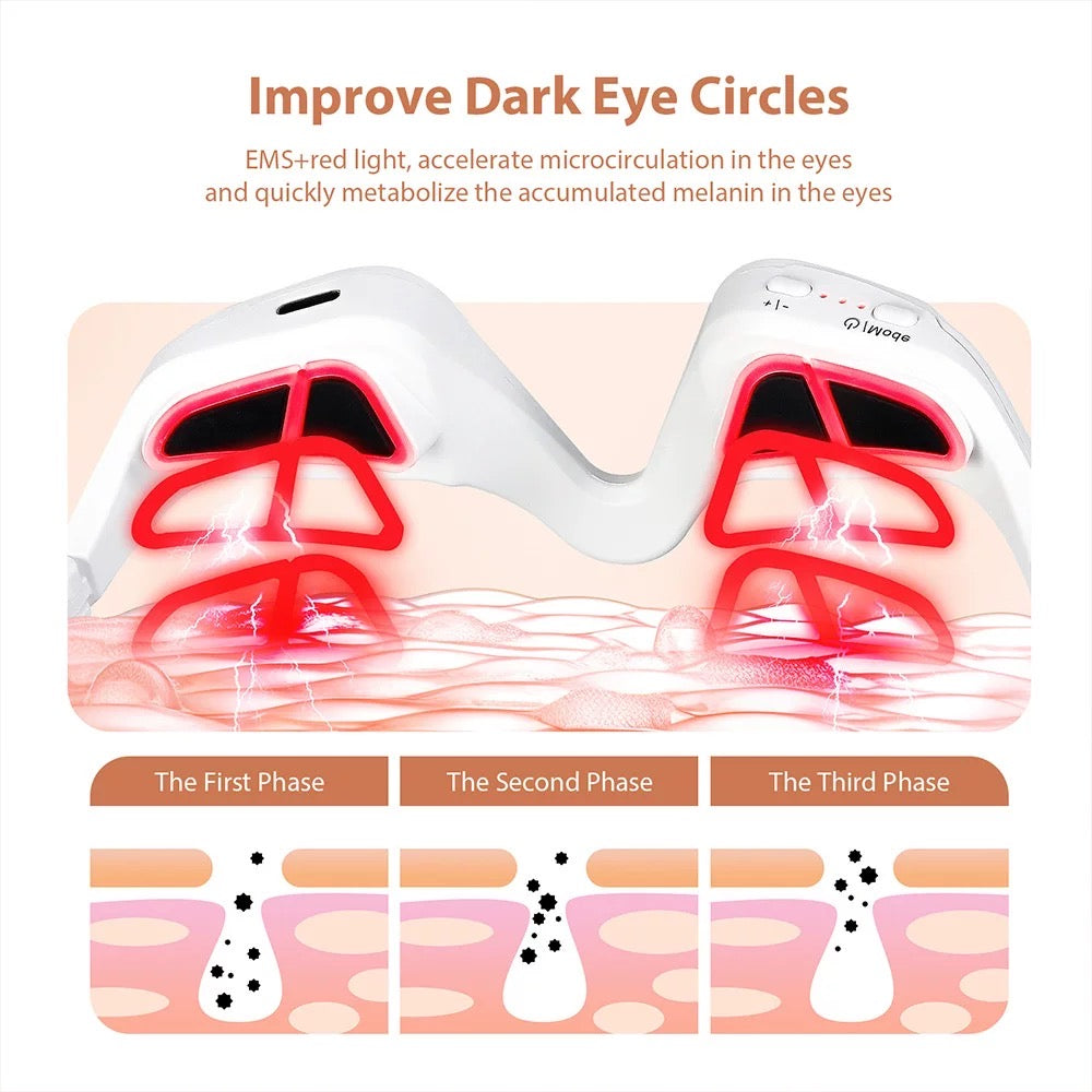 EMS Microcurrent Eye Lift & Red Light Therapy Device – Fade Dark Circles, Smooth Wrinkles, Firm Under-Eye Skin