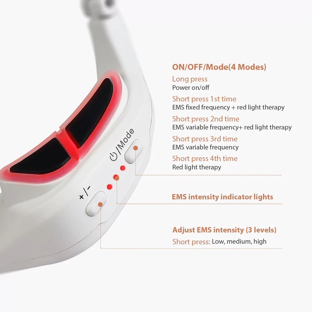 EMS Microcurrent Eye Lift & Red Light Therapy Device – Fade Dark Circles, Smooth Wrinkles, Firm Under-Eye Skin